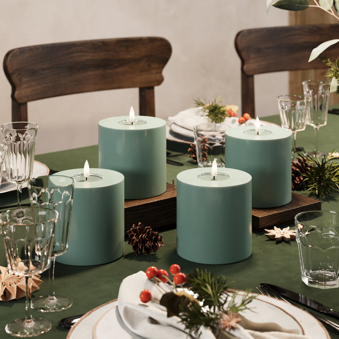 LED blokų žibintai Ø 10 x 10 cm Jadinis žalia - 4 vnt