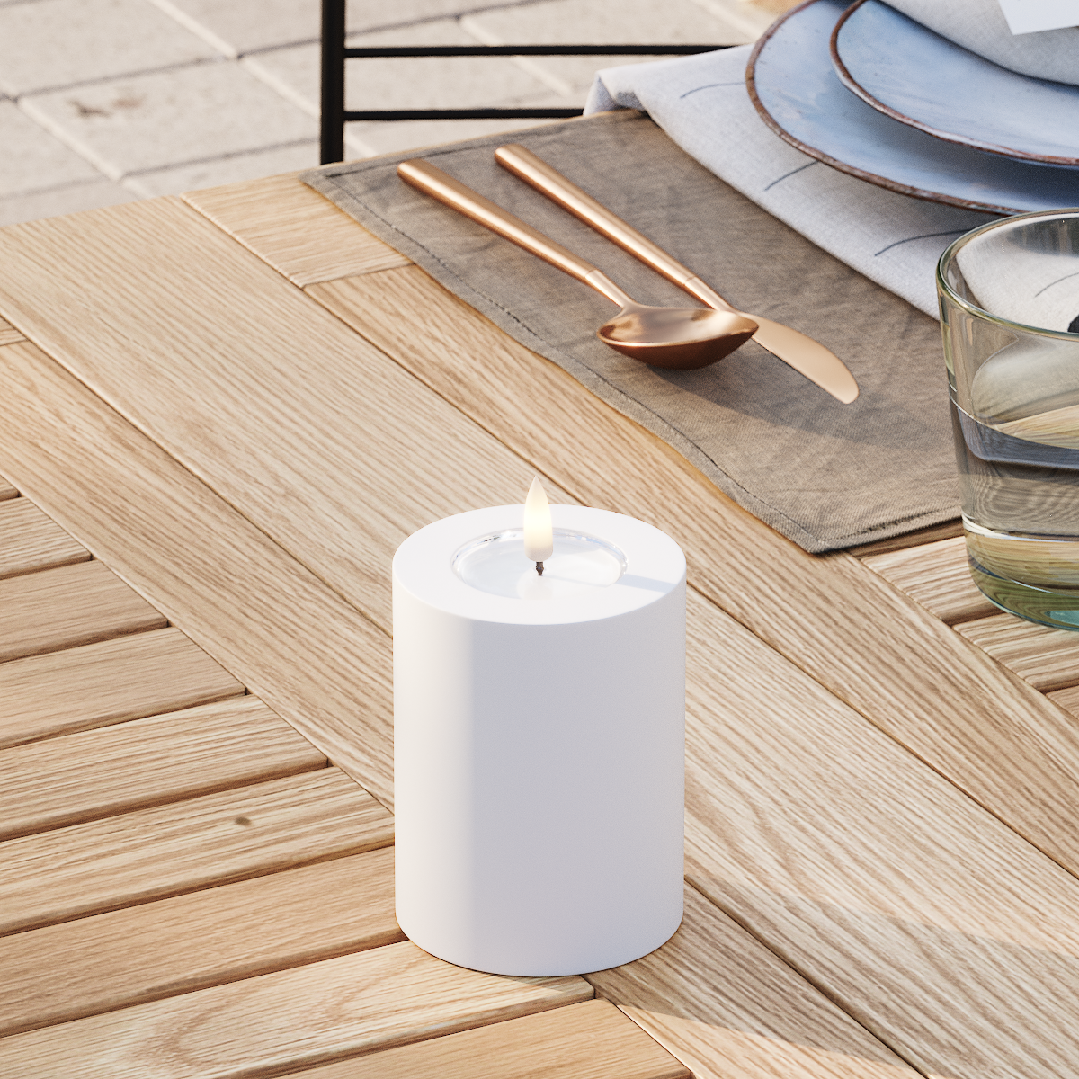 Deluxe Homeart LED externo Vela pilar Ø 7,5 x 10 cm Branco Luz LED para exterior Vela pilar 3