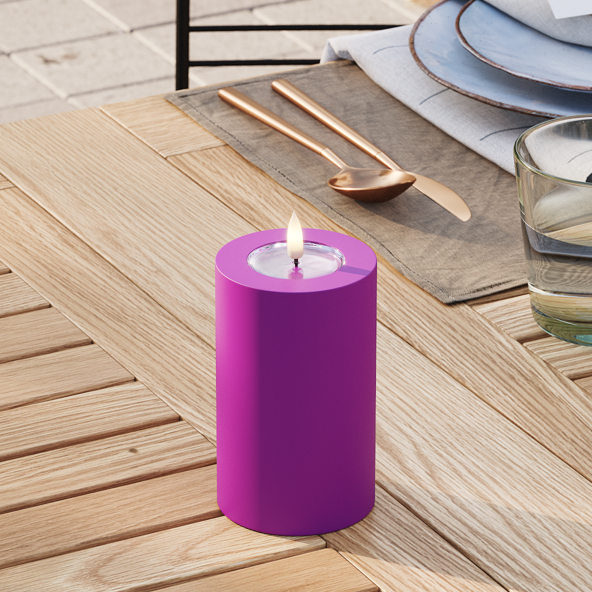 Deluxe Homeart Lauko LED blokinis šviestuvas Ø 7,5 x 12,5 cm Violetinė LED lauko šviesos bloko lemputė 3