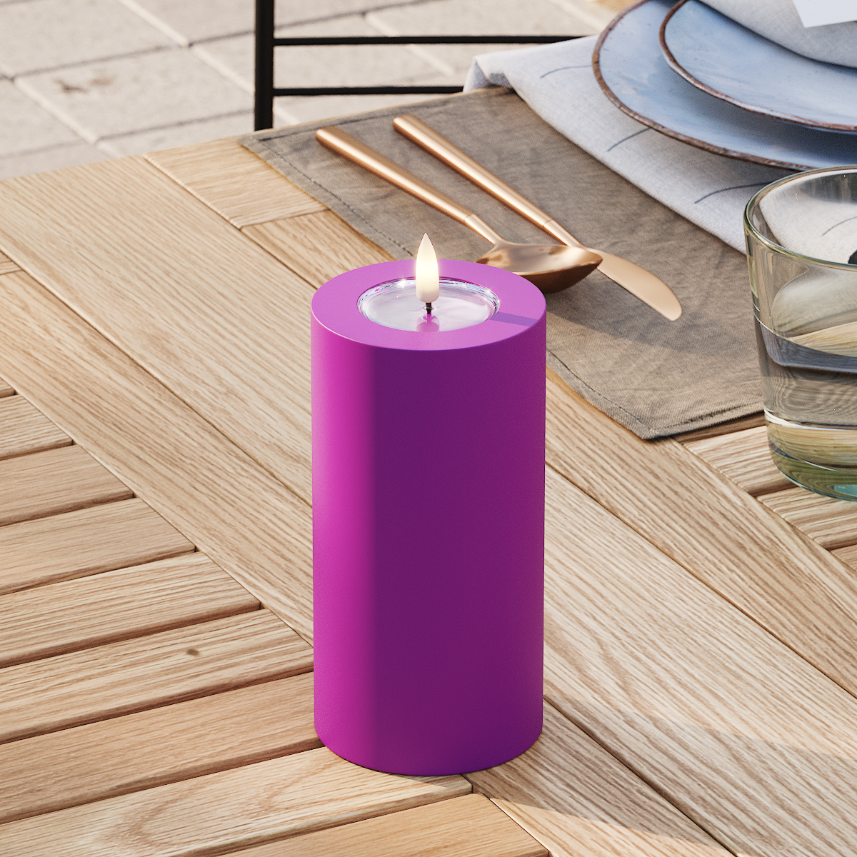 Deluxe Homeart Välis-LED plokkvalgusti Ø 7,5 x 15 cm Violett LED-välisvalgusti plokivalgusti 3