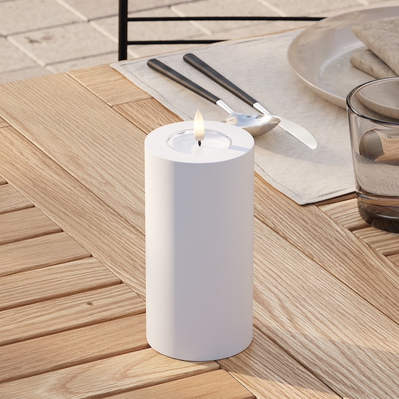 Deluxe Homeart Utomhus LED Blockljus Ø 7,5 x 15 cm Vit