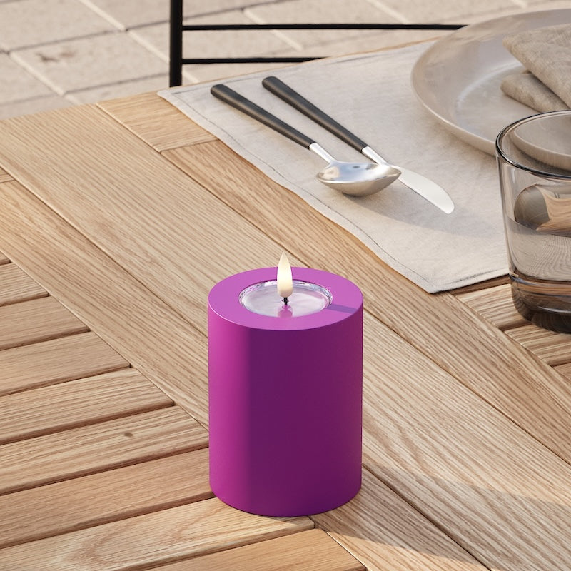 Deluxe Homeart Udendørs LED Bloklys Ø 7,5 x 10 cm Violet