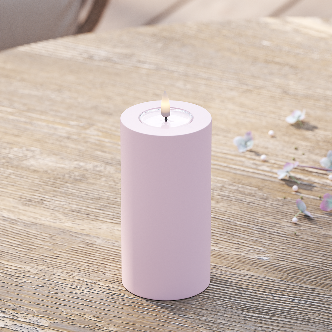 Deluxe Homeart Udendørs LED Bloklys Ø 7,5 x 15 cm Støvet rød LED udendørslys bloklys 2