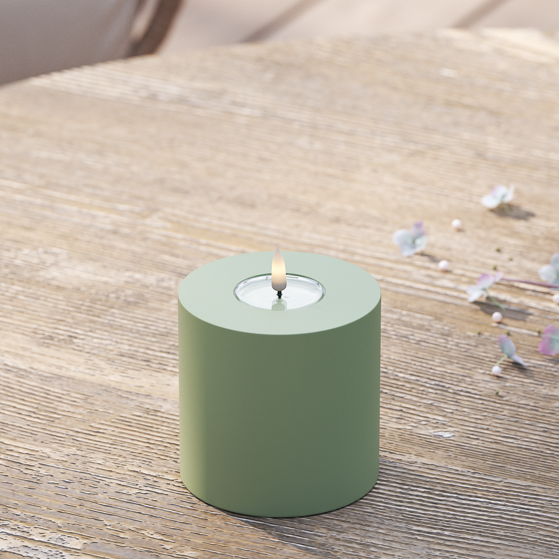 Deluxe Homeart Utomhus LED Blockljus Ø 10 x 10 cm Stövet grön LED utomhusljus Blockljus 2