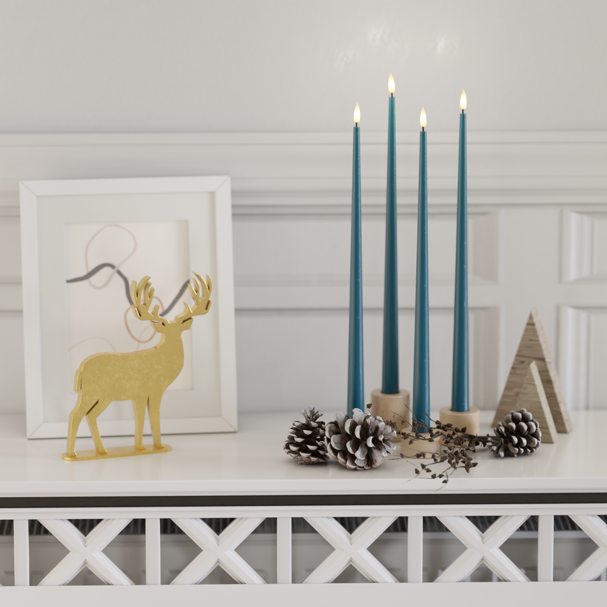 Deluxe Homeart Balíček LED svíček - Petrolejová - 38 cm2