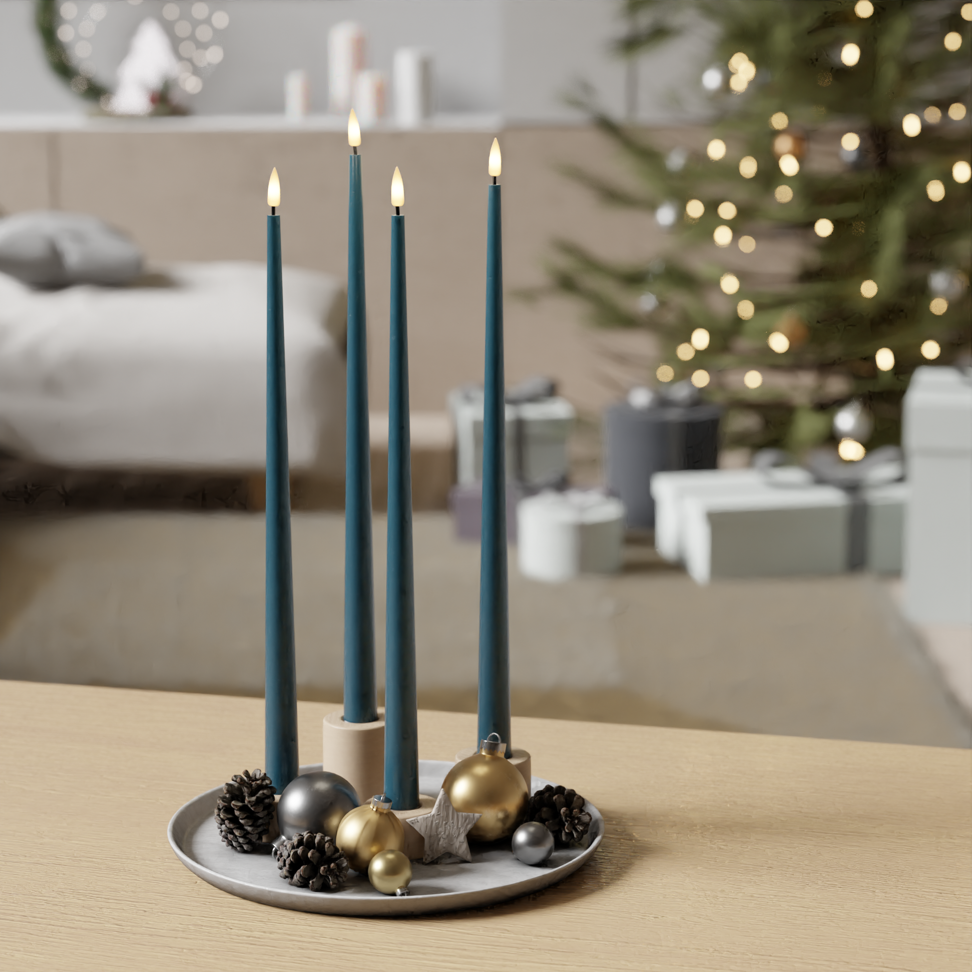 Deluxe Homeart Balíček LED svíček - Petrolejová - 38 cm 1