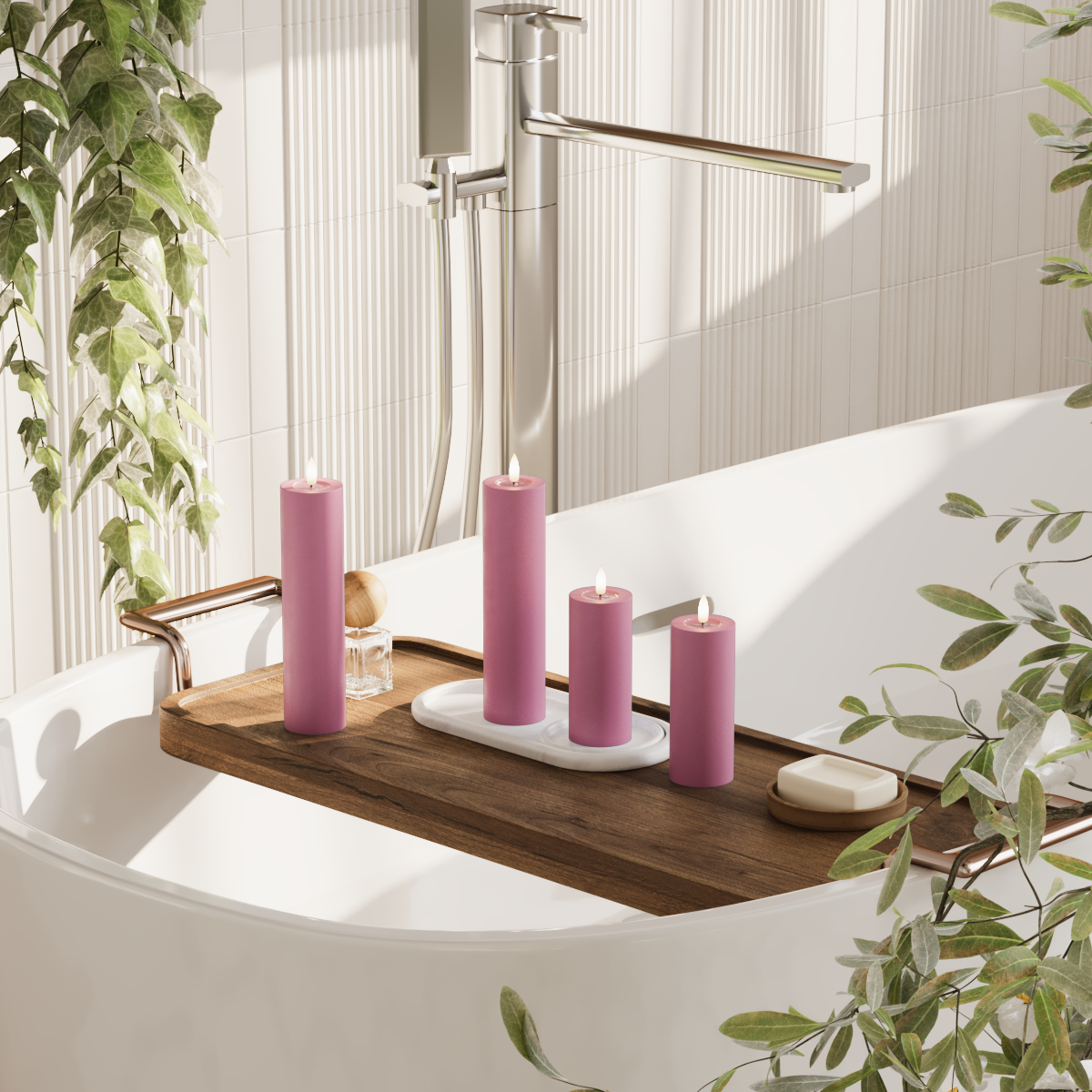 Deluxe Homeart LED plokkvalgusti pakett - Purpurpunane - 2x 5x12,5 cm | 2x5x20 pakk 2