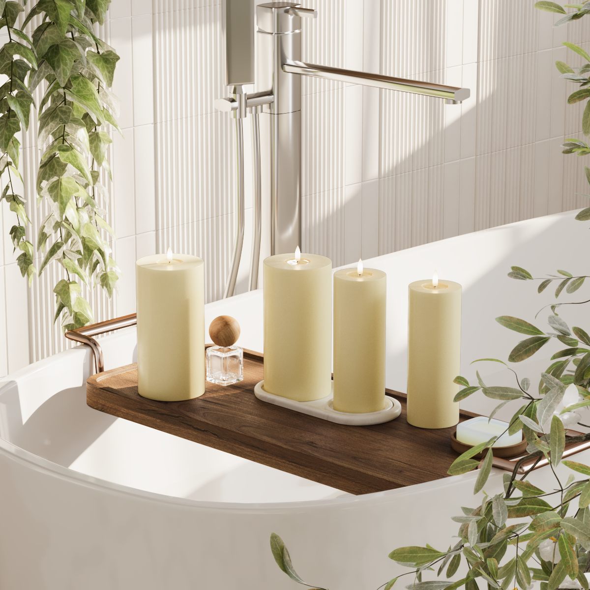 Deluxe Homeart Balíček LED blokových světel - Světle žlutá - 2x 7,5 x 20 | Balení 2x 10x20 cm 2