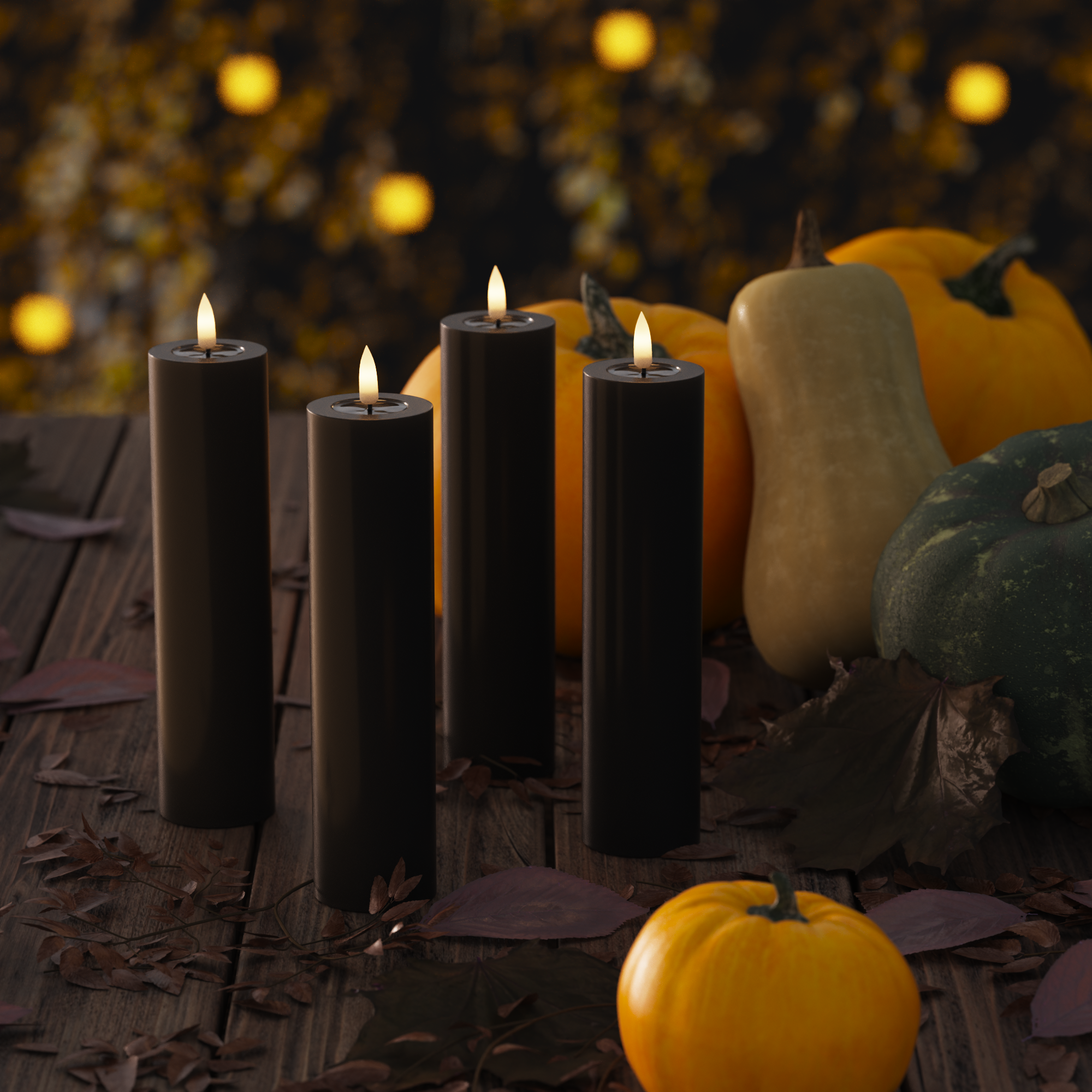 LED -plokktuled Ø 5 x 20 cm Must - 4 tk