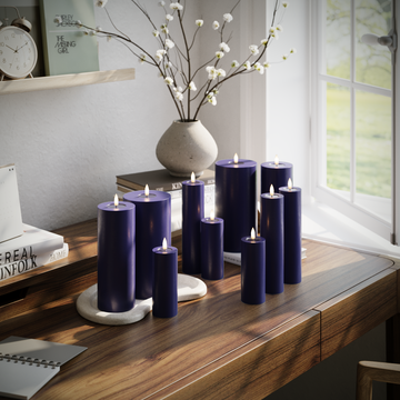 Deluxe Homeart LED Blockljus paket - Kungsblå - 3 x 5 x 20 | 3 x 5 x 12,5 | 2 x 7,5 x 20 | 2x 10 x 20 cm förpackning 1