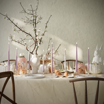 Deluxe Homeart LED žvakių šviesos paketas - Lavanda - 4 vnt 38 cm | 4 vnt 28 cm pakuotė 1