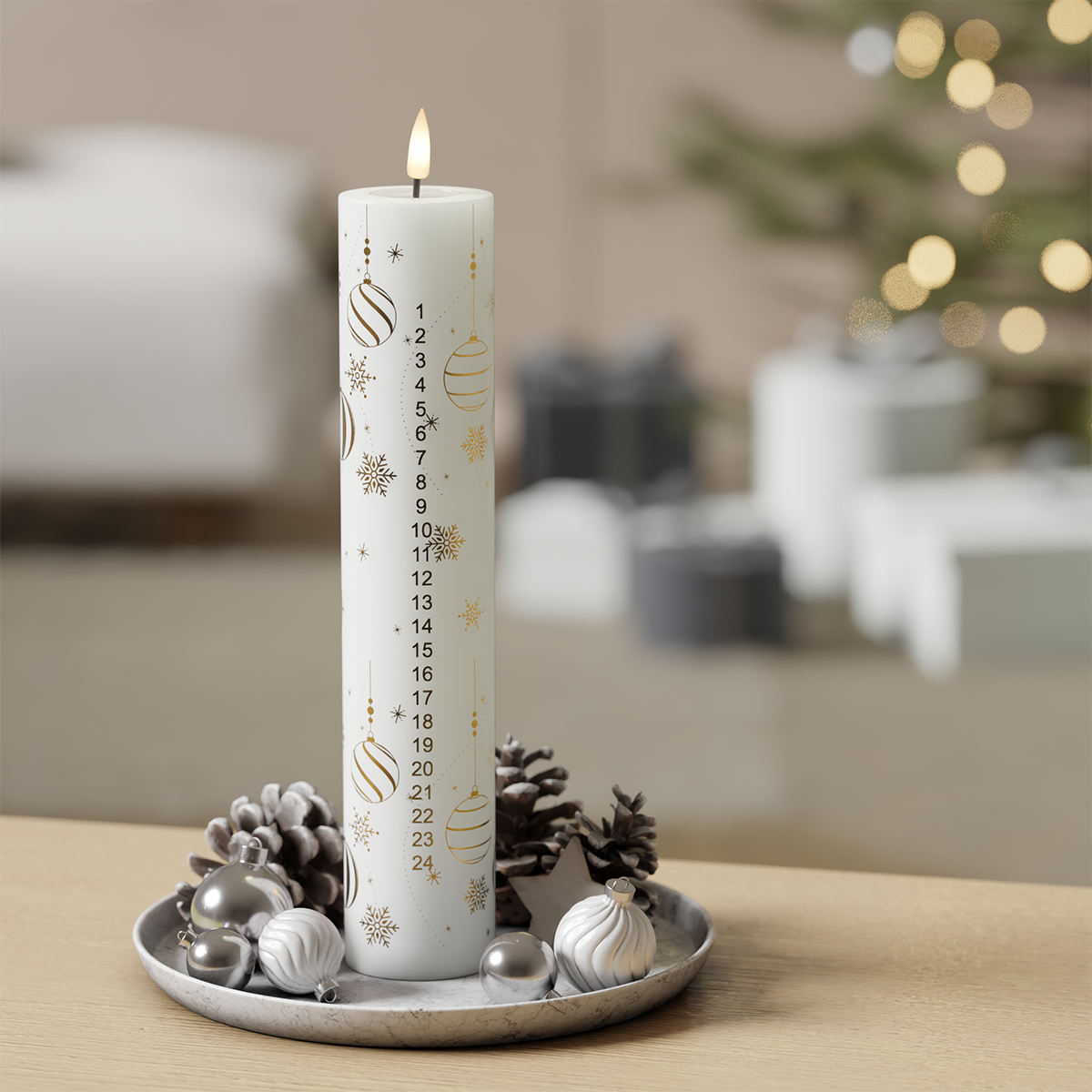 Deluxe Homeart LED-kalendri valgusti – kuldsed jõulud 1