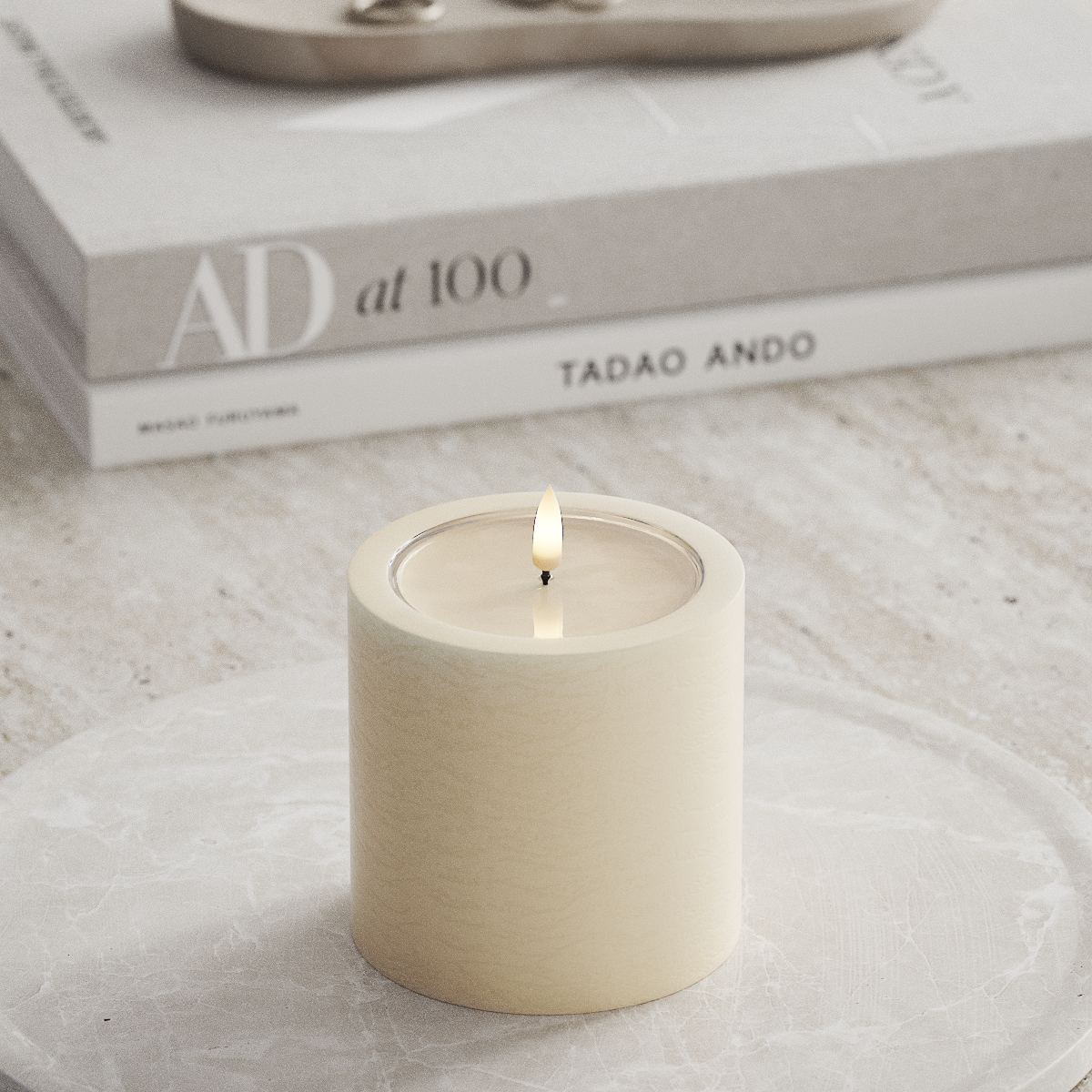 Deluxe Homeart Unique LEDs Vela pilar D 10 x 10 cm Creme unique Vela pilar 1