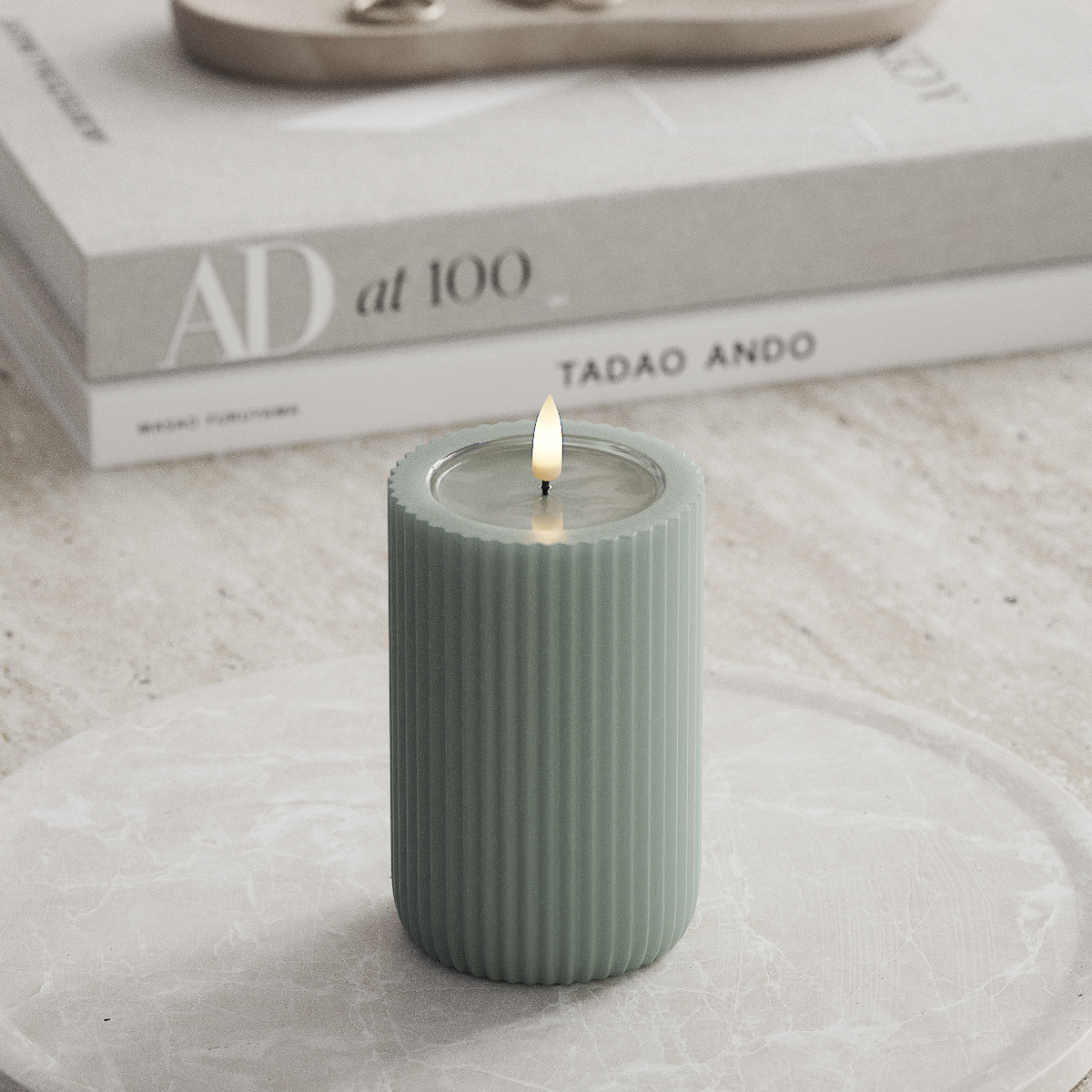 Deluxe Homeart Unique LED Rilleljus D 8 x 12,5 cm Salviagrön unique Rilleljus 1