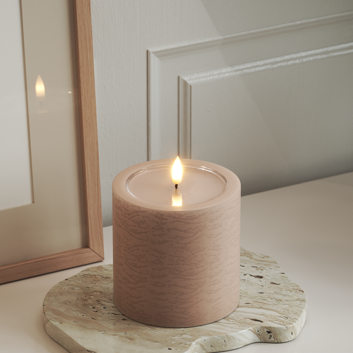 Deluxe Homeart Unique LEDs Vela pilar D 10 x 10 cm Rosa unique Vela pilar 3