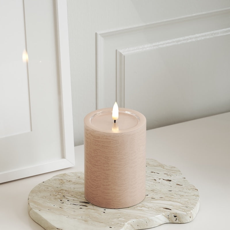 Unique Candles Unique LED blokové světlo D 7,5 x 10 cm Růžová